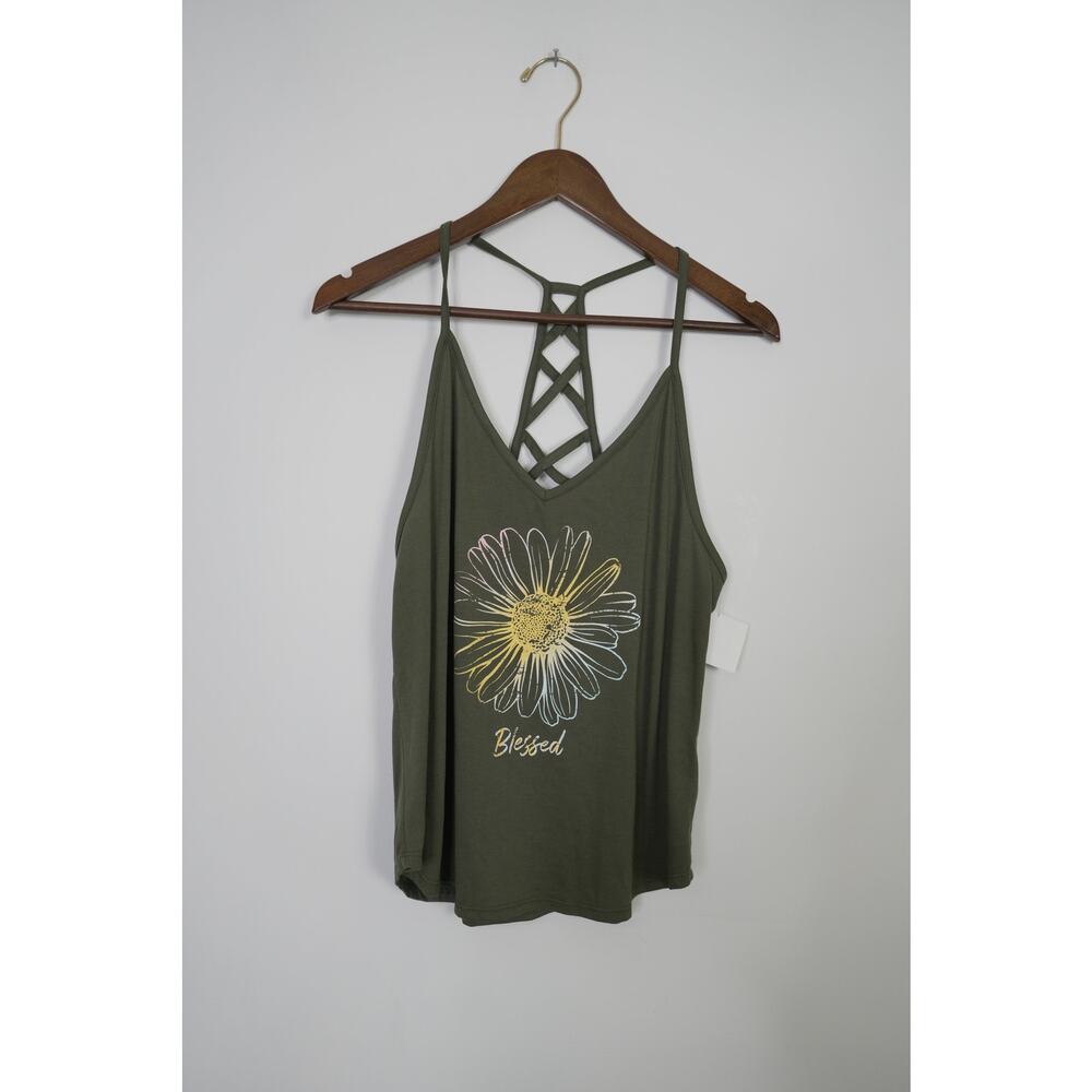 Dark Green Sunflower Graphic Tank Top Size‎ Medium